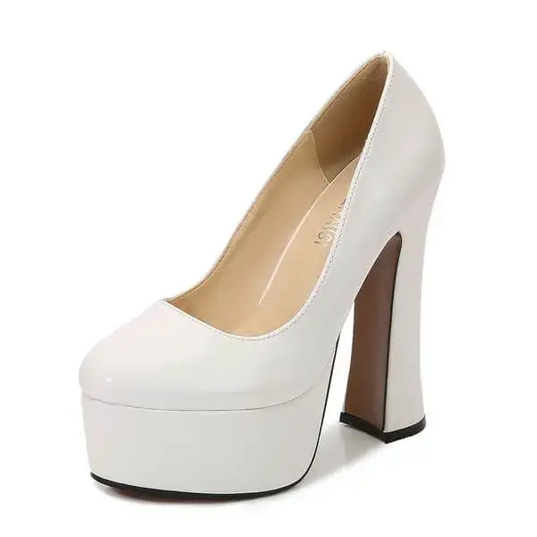 Halvecado Women Plus Size Fashion Sexy Thick-Soled Chunky Heel Platform Round-Toe High-Heeled Shoes Wedges